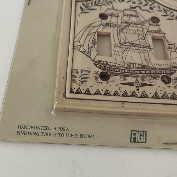 VINTAGE 1998 SEAFARER NAUTICAL DOUBLE SWITCHPLATE BY FIGI HOME DECOR COLLECTIONS - Picture 5 of 8